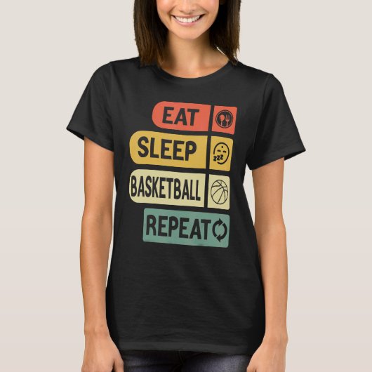 食べSleep Basketball Repeat Basketball Players Rou Tシャツ (正面)