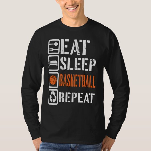 食べSleep Basketball Repeat Basketball Players Rou Tシャツ (正面)