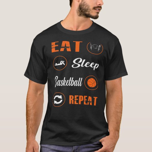 食べSleep Basketball Repeat Basketball Players Rou Tシャツ (正面)