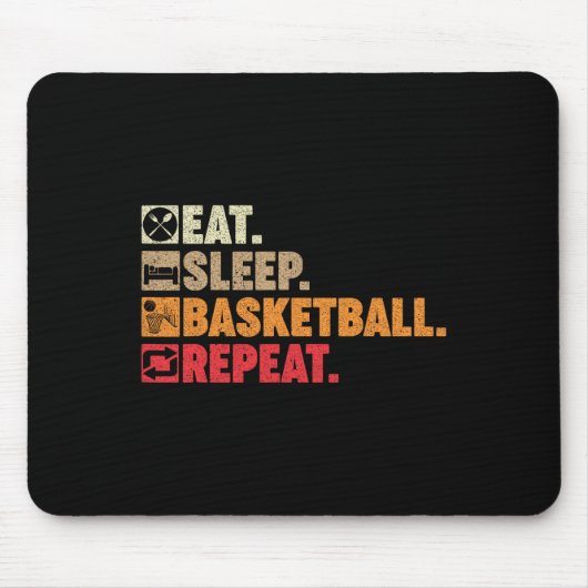 食べSleep Basketball Repeat Boy Girl Baskball Pl マウスパッド (正面)