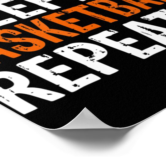 食べSleep Basketball Repeat Gift ポスター (角)