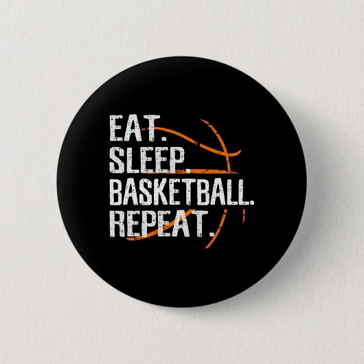 食べSleep Basketball Repeat - Gift For Basket 缶バッジ (正面)