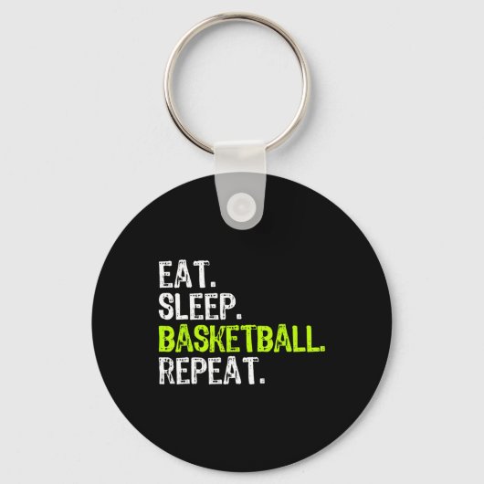 食べSleep Basketball Repeat Playerおもしろいカッコいい Lover キーホルダー (正面)