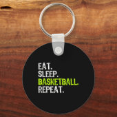 食べSleep Basketball Repeat Playerおもしろいカッコいい Lover キーホルダー (正面)