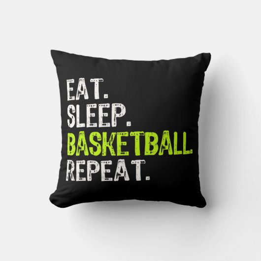 食べSleep Basketball Repeat Playerおもしろいカッコいい Lover クッション (正面)