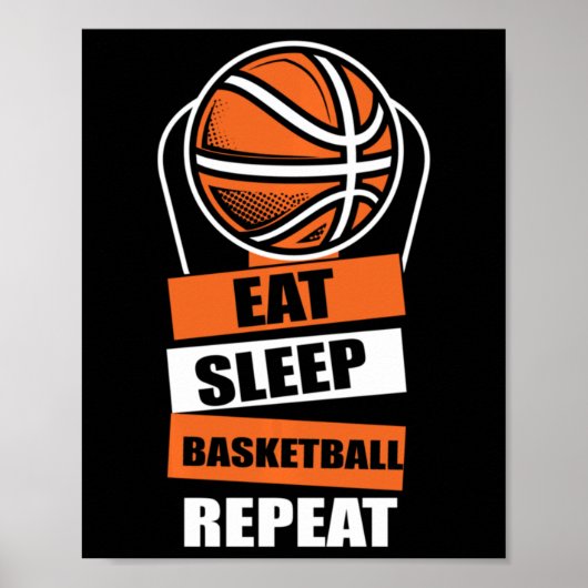 食べSleep Basketball Repeat Player Coach Fans Love ポスター (正面)