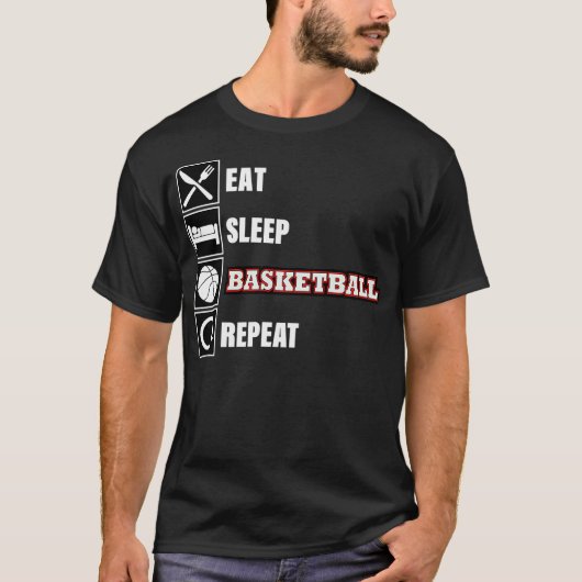 食べSleep Basketball Repeat Shirt Baskball T Shi Tシャツ (正面)