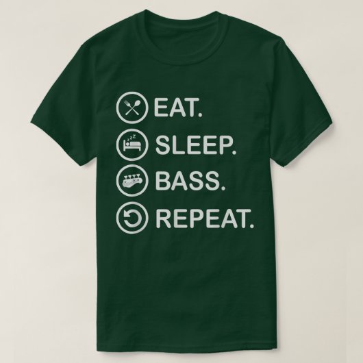 食べSleep Bass Repeatおもしろい Bass Guitar 666 Tシャツ (デザイン正面)