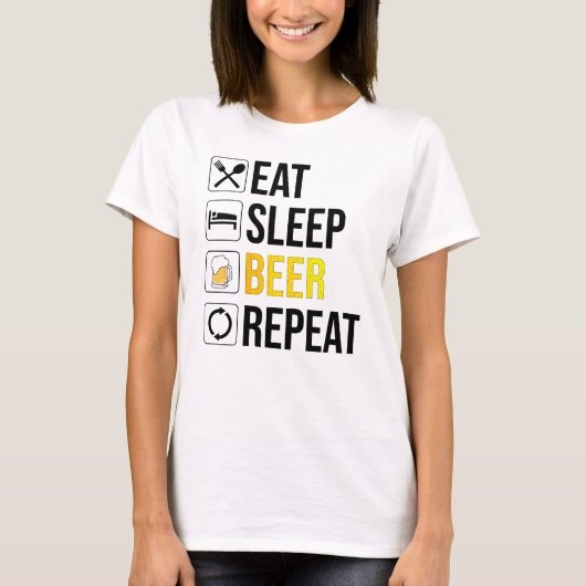 食べSleep Beerリピート Tシャツ (正面)
