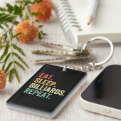 食べSleep Billiards Repeat おもしろい Pool Player キーホルダー (正面右)