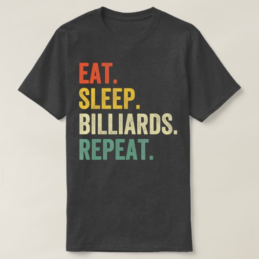 食べSleep Billiards Repeat おもしろい Pool Player Vinta Tシャツ (デザイン正面)