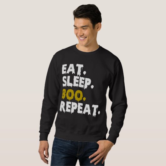 食べSleep Boo Repeat - Funny Halloween 2022 スウェットシャツ (正面フル)