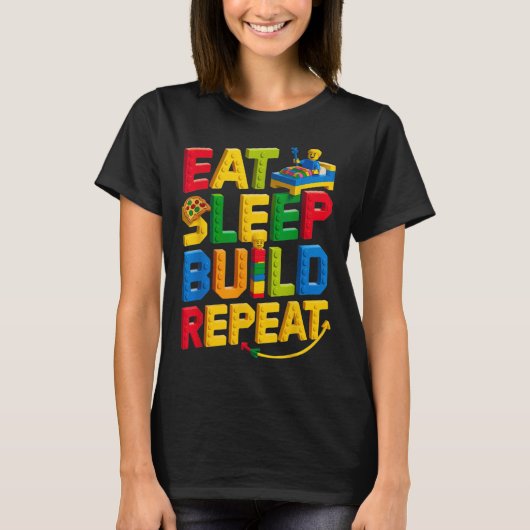 食べSleep Build Repeat Master Builder建物Bri Tシャツ (正面)