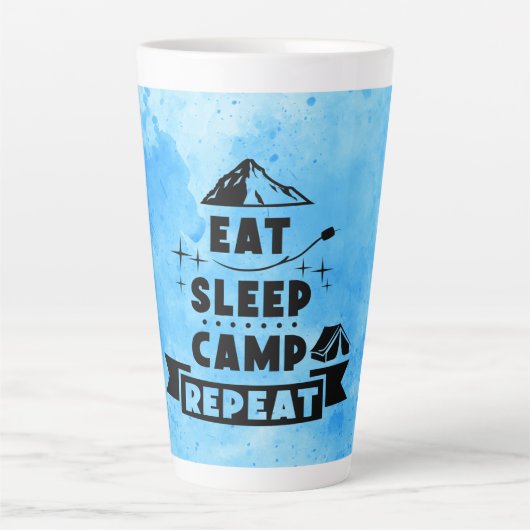 食べSleep、Camp、Repeat カフェラテマグ (正面)