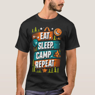 食べSleep Camp Repeat Tシャツ – アウトドアファン