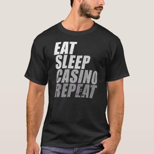 食べSleep Casino Repeatトランプのポーカー Tシャツ (正面)