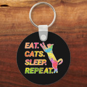 食べSleep, Cats, Repeat -カラフル猫好き キーホルダー (裏面)