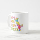 食べSleep, Cats, Repeat -カラフル猫好き コーヒーマグカップ (正面左)