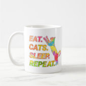 食べSleep, Cats, Repeat -カラフル猫好き コーヒーマグカップ (左)