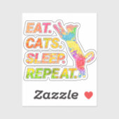 食べSleep, Cats, Repeat -カラフル猫好き シール (シート)