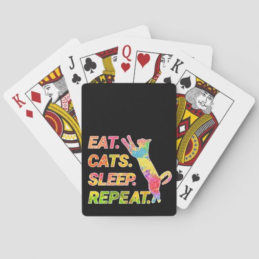 食べSleep, Cats, Repeat -カラフル猫好き トランプ (裏面)