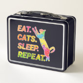 食べSleep, Cats, Repeat -カラフル猫好き メタルランチボックス (裏面)