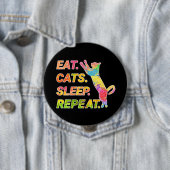 食べSleep, Cats, Repeat -カラフル猫好き 缶バッジ (インサイチュ)