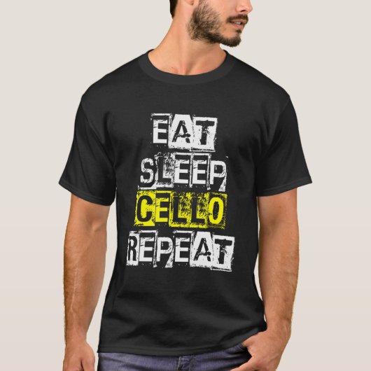 食べSleep Cello Repeat - おもしろい Cello Player Gift Tシャツ (正面)