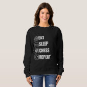食べSleep Chess Repeatおもしろい引用文 スウェットシャツ (正面フル)