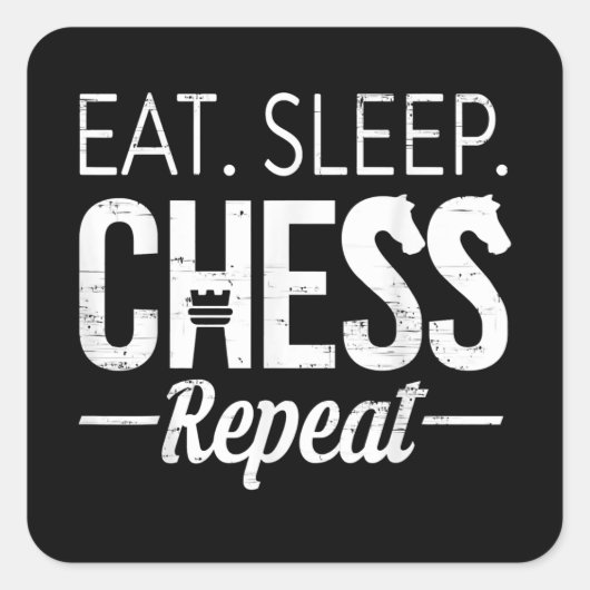 食べSleep Chess Repeat Player Board Kids Boy Game スクエアシール (正面)