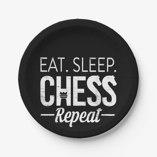 食べSleep Chess Repeat Player Board Kids Boy Game ペーパープレート (正面)