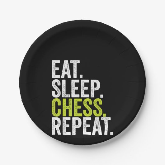食べSleep Chess Repeat Player Board Kids Boy Game ペーパープレート (正面)
