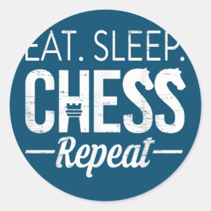 食べSleep Chess Repeat Player Board Kids Boy Game ラウンドシール