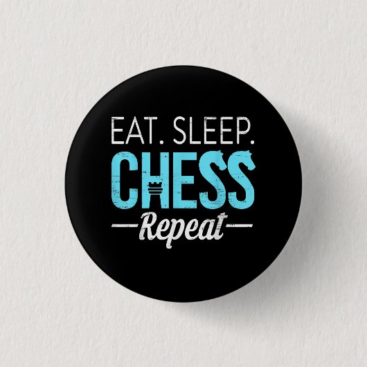 食べSleep Chess Repeat Player Board Kids Boy Game 缶バッジ (正面)