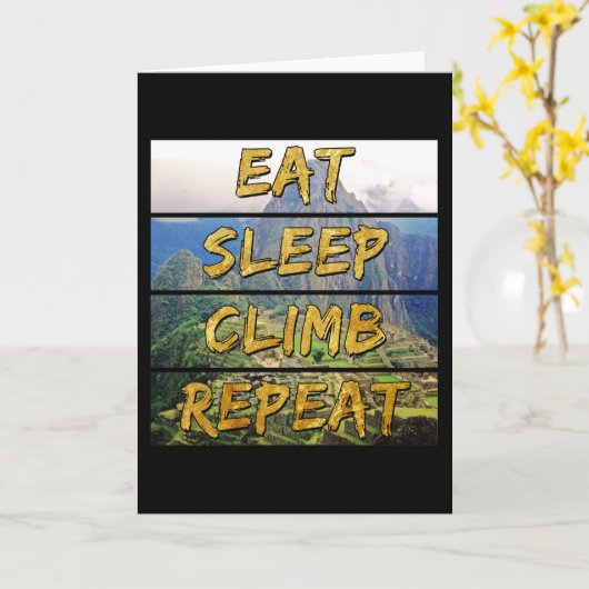 食べSleep Climb Repeat - Machu Picchu，ペルー カード (黄色い花)