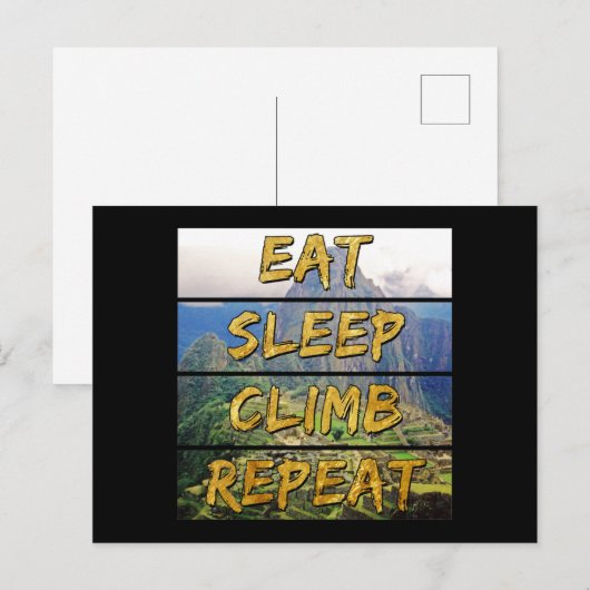 食べSleep Climb Repeat - Machu Picchu，ペルー ポストカード (正面/裏面)
