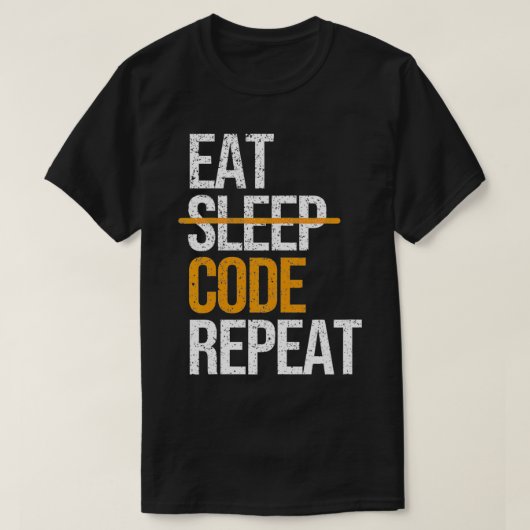 食べSleep Codeおもしろい Repeat Developer Gift Tシャツ (デザイン正面)