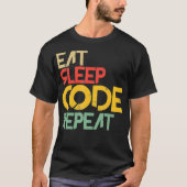 食べSleep Code Computerおもしろい Scienceギフトおもしろい Tシャツ (正面)