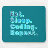 食べSleep Coding Repeatおもしろい - Tech Umous マウスパッド (正面)