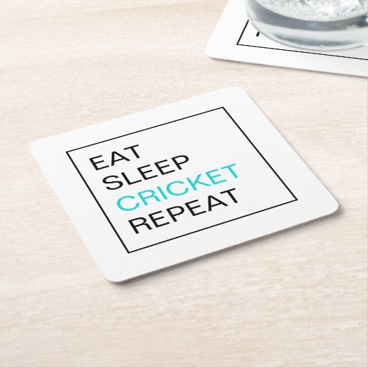 食べSleep Cricket Repeat スクエアペーパーコースター (アングル)