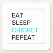 食べSleep Cricket Repeat スクエアペーパーコースター (正面)
