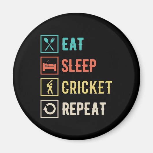 食べSleep Cricket Repeat マグネット (正面)