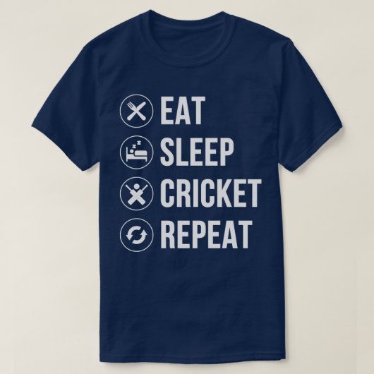 食べSleep Cricket Repeat Cricket おもしろい Lover Gift Tシャツ (デザイン正面)