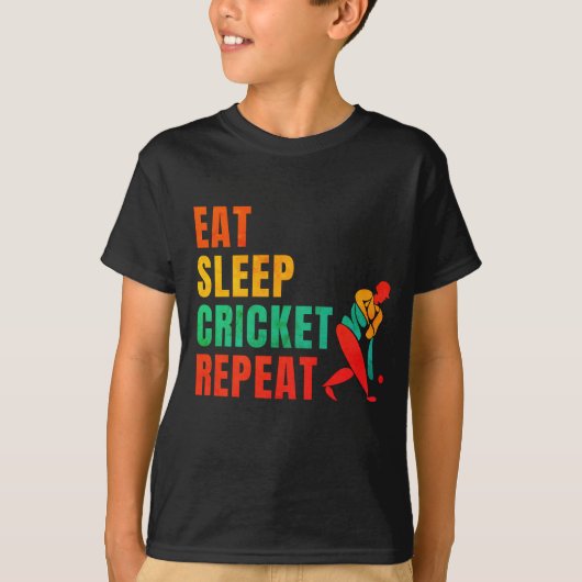 食べSLEEP CRICKET REPEAT - CRICKET LOVER Tシャツ (正面)