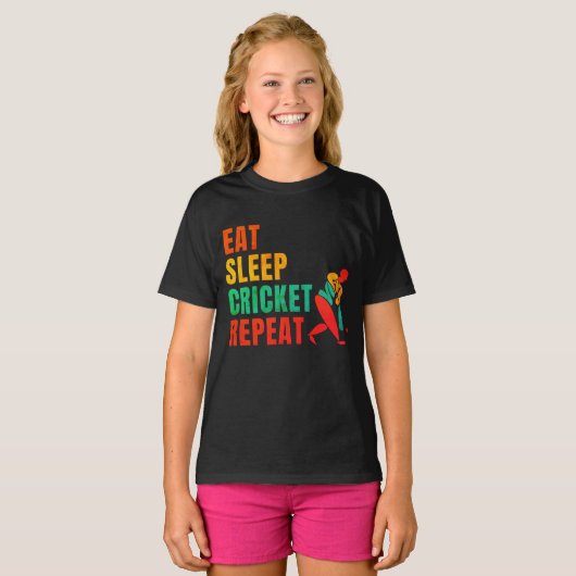 食べSLEEP CRICKET REPEAT - CRICKET LOVER Tシャツ (正面フル)