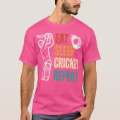 食べSleep Cricket Repeat Cricket Player若者たち Tシャツ (正面)