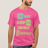 食べSleep Cricket Repeat Cricket Player Tシャツ (正面)