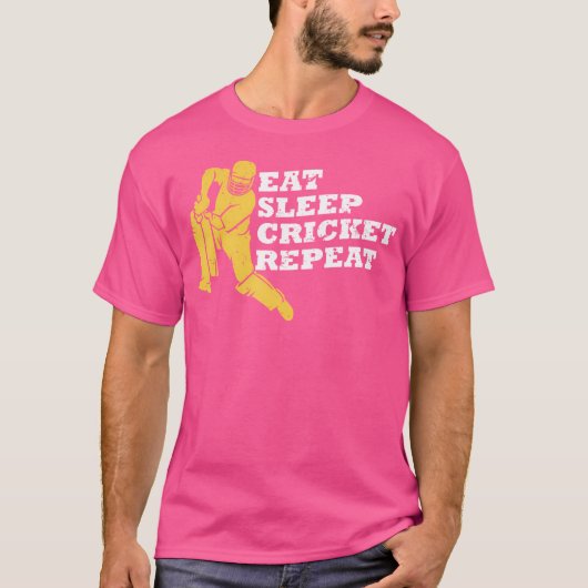 食べSleep Cricket Repeat Cricketer Cricket Player Tシャツ (正面)