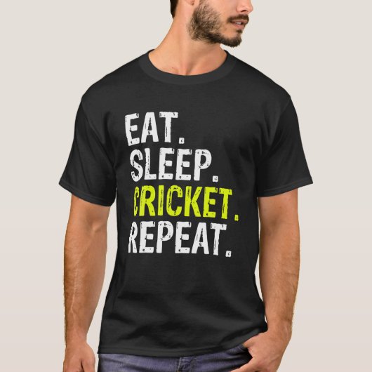 食べSleep Cricket Repeat Gift Sports Tシャツ (正面)