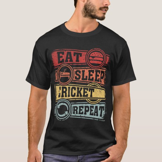 食べSleep Cricket Repeat Tシャツ (正面)